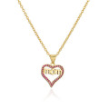 Presentes para mamãe Gold Heart Shape Copper com REAL 18K Gold Crystal Name Jóia Colar Mom